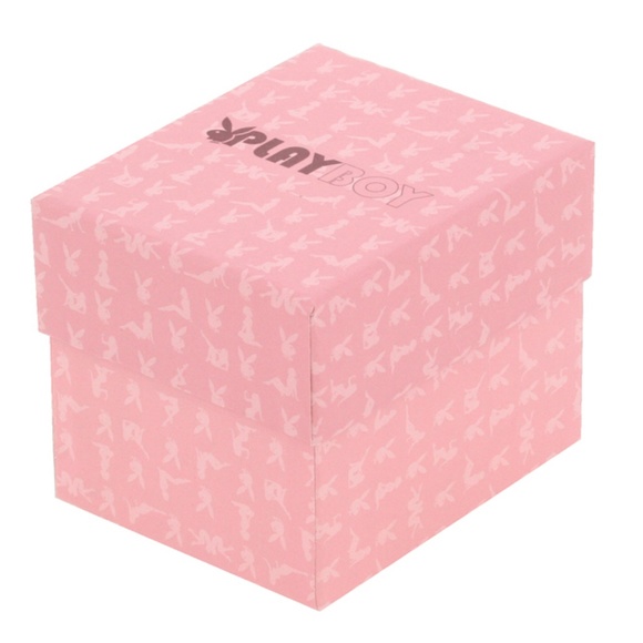 Playboy Watch Bunny Pink Leather Red Heart Crystal - Picture 2 of 4